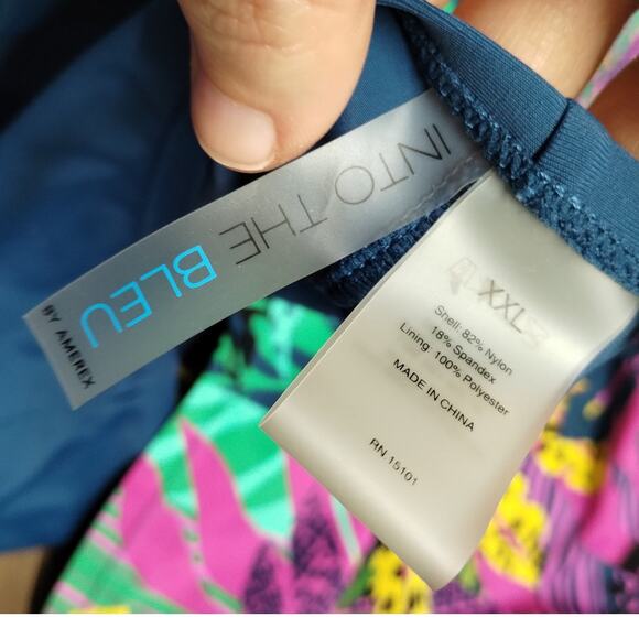 Into the Bleu Women's Size XXL Tropical Multicolor 2 Piece Tankini Swimsuit Set - Picture 4 of 5